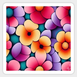 Colorful Cartoon Flowers - Floral Design Sticker